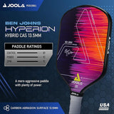 JOOLA Ben Johns Hyperion CAS Pickleball Paddle, Carbon Abrasion Surface with High Grit & Spin, Elongated Handle, PickleBall Paddle with Polypropylene Honeycomb Core