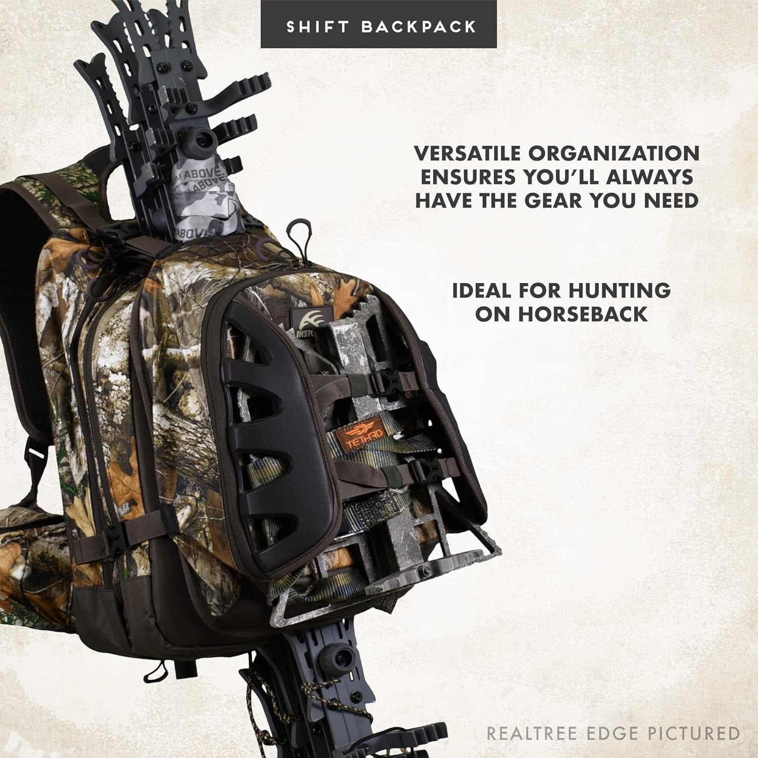 Insights Hunting by frogg toggs, The Shift, Heavy Duty Rifle Carrier Hunting Backpack, Color Mossy Oak Bottomland