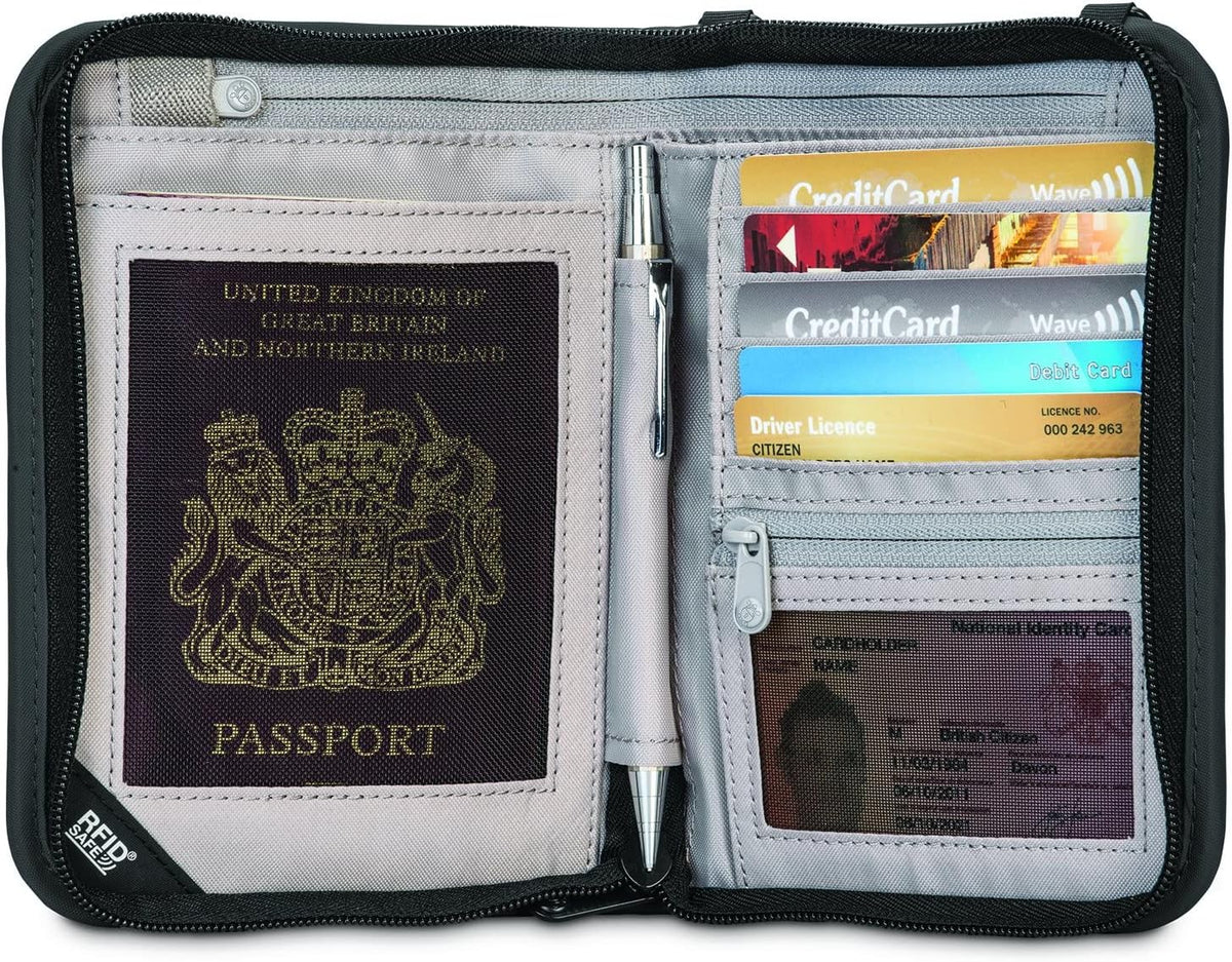 Pacsafe Rfidsafe V150 Anti-theft Blocking Compact Passport Wallet, Black