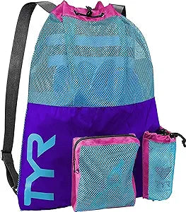 TYR Big Mesh Mummy Backpack for Wet Swimming, Gym, and Workout Gear