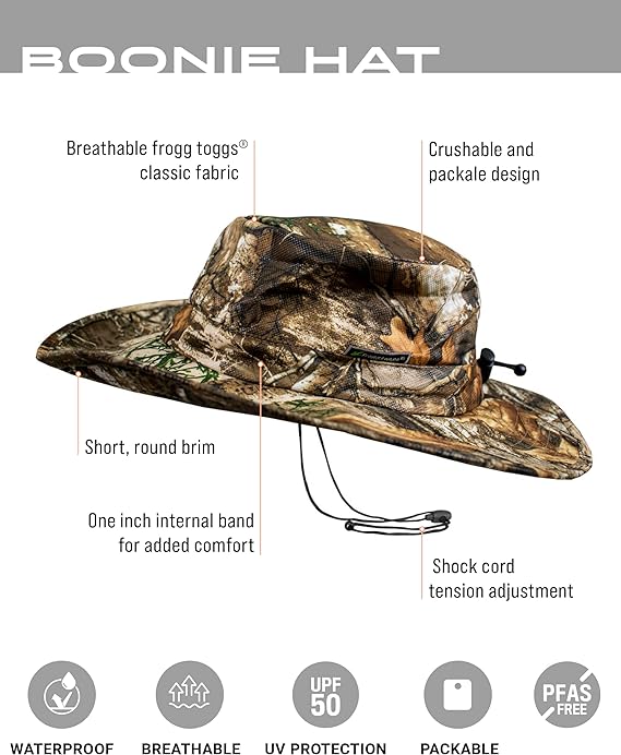 FROGG TOGGS Boonie Hat, Fishing Hat Offers Waterproof, Breathable, Sun Protection