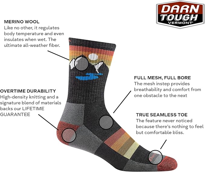 Darn Tough Vermont Sunset Ridge Crew Lightweight with Cushion Sock