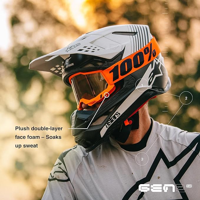 100% STRATA 2 Goggles - Sports Goggles for Motocross & Mountain Biking, Eyewear for Bike Riders - Motocross Goggles for Men