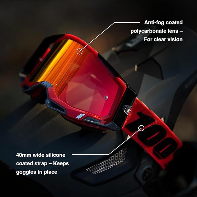 100% STRATA 2 Goggles - Sports Goggles for Motocross & Mountain Biking, Eyewear for Bike Riders - Motocross Goggles for Men