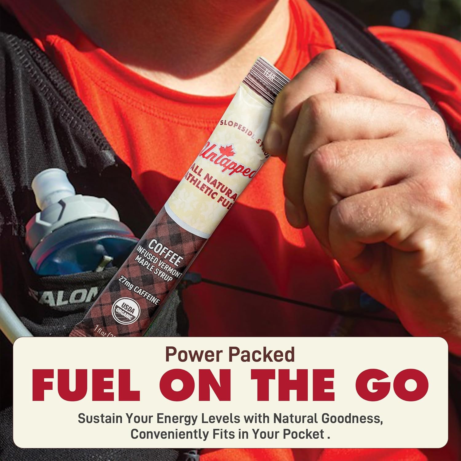 UnTapped Coffee Infused Vermont Maple Syrup Packets for Athletes, Box of 20-1 fl oz, Pure Maple Syrup with Organic Coffee for Natural Endurance Energy, Fuel to Keep You Running Longer