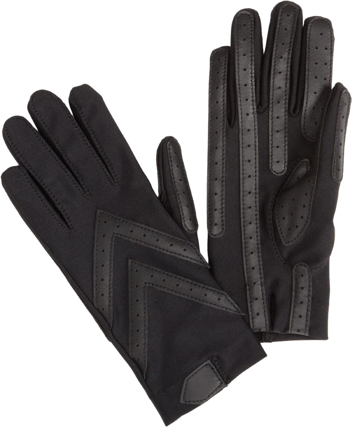 Isotoner Women's Spandex Shortie Touchscreen Gloves, Black-Without Smartdri, Small/Medium