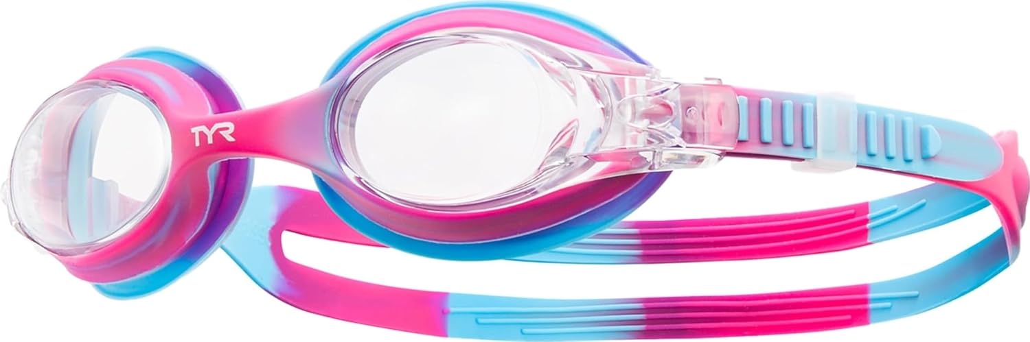 TYR Kids Swimple Goggles for Swimming Anti-Fog UV Eye Protection Safe No-Leak Silicone Gaskets Quick-Adjust Release Button Clear Lens