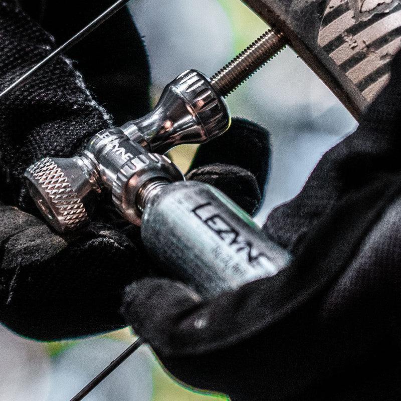 LEZYNE Control Drive CO2 Bicycle Tire Inflator, Head ONLY, Road, Mountain, Gravel Bike Flat Kit, Threaded CO2, Presta or Schrader Valve, Black