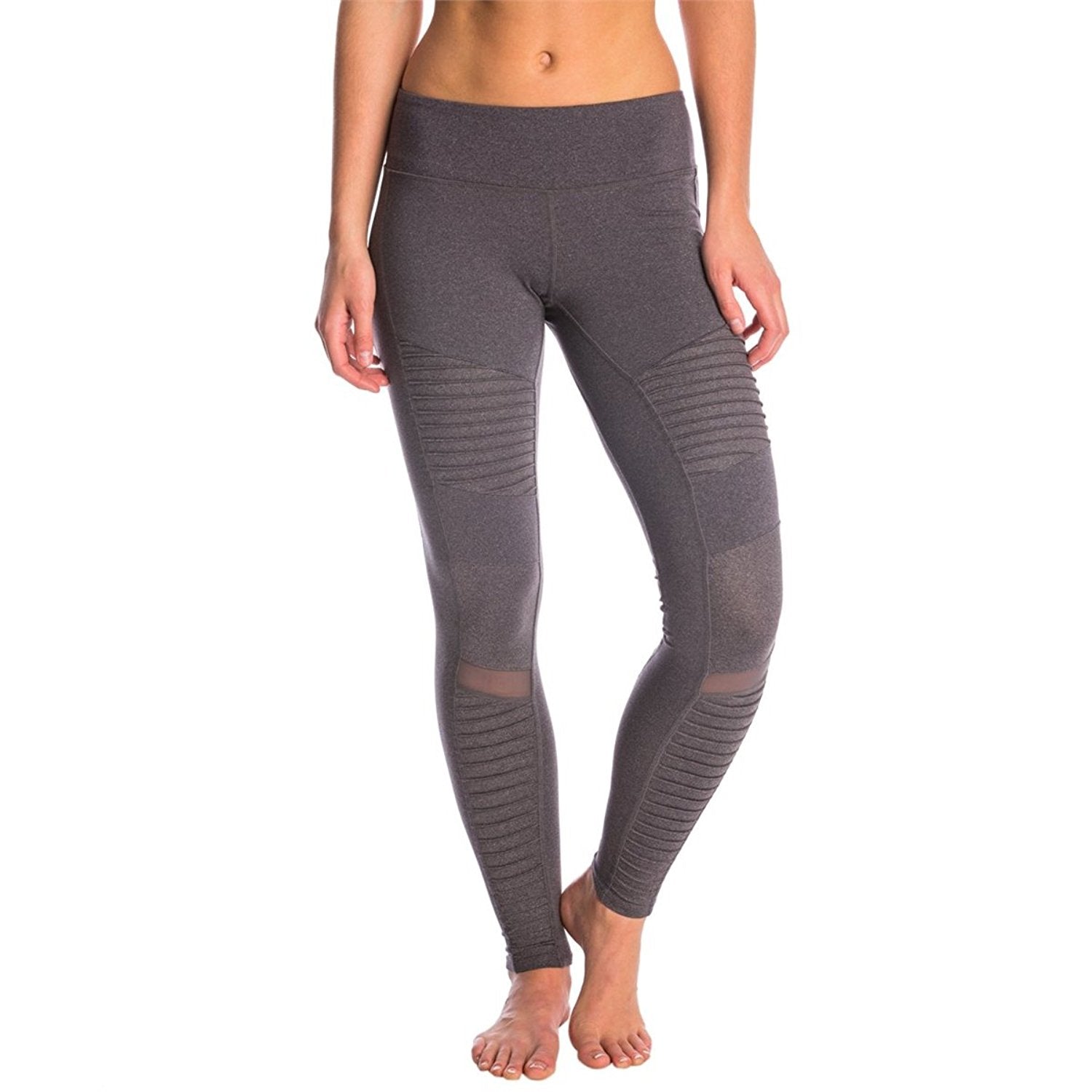 ALO Yoga Women's Size Small Gray Moto Stripe Leggings Mesh High