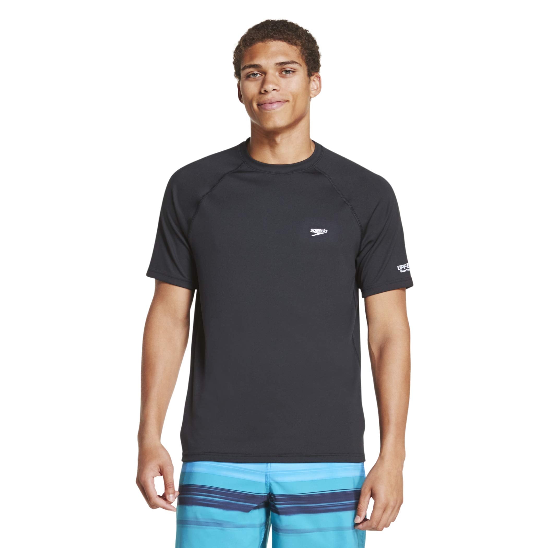 Speedo Men's UV Swim Shirt Short Sleeve Regular Fit Solid