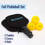 Pickleball Paddle Set of 2 | USAPA Approved Balls & Paddles | Lightweight Durable Graphite Face | Premium Honeycomb Core Racket | Ultra Cushion Grip | Includes Two Protective Case Covers & 4 Balls