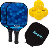 Pickleball Paddle Set of 2 | USAPA Approved Balls & Paddles | Lightweight Durable Graphite Face | Premium Honeycomb Core Racket | Ultra Cushion Grip | Includes Two Protective Case Covers & 4 Balls